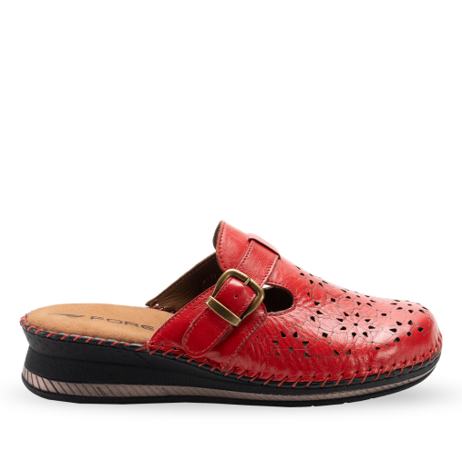 CARY-H Kadın Deri Terlik Kırmızı 