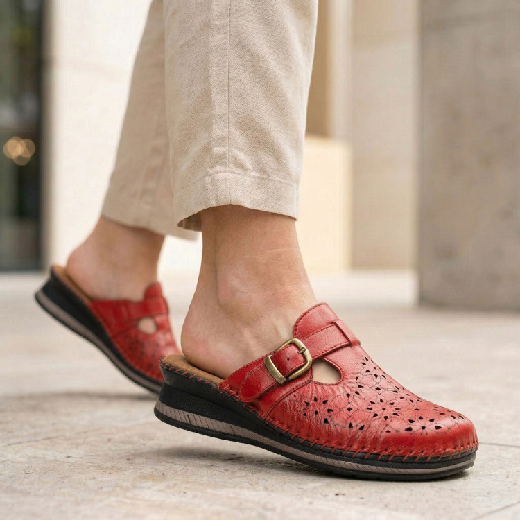 CARY-H Kadın Deri Terlik Kırmızı - Forelli (1)