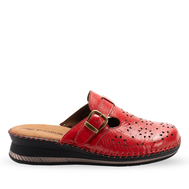 CARY-H Kadın Deri Terlik Kırmızı - Forelli