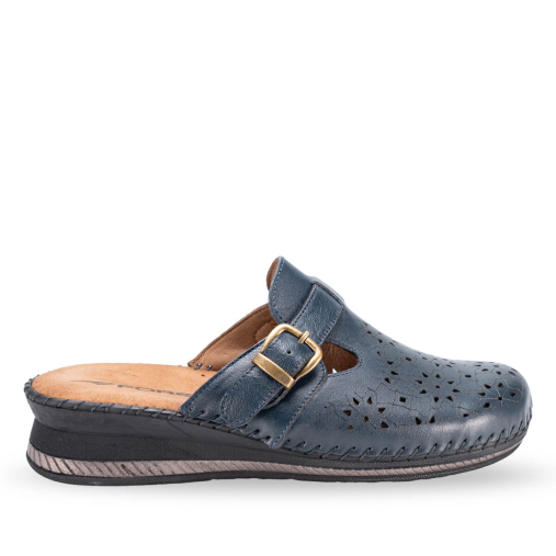 CARY-H Kadın Deri Terlik Lacivert 