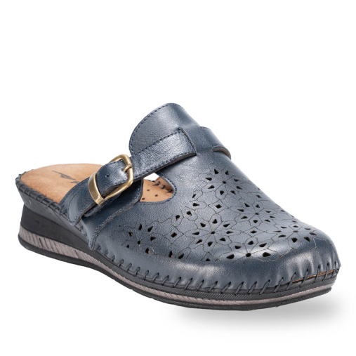 CARY-H Kadın Deri Terlik Lacivert - 2