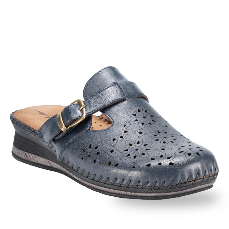 CARY-H Kadın Deri Terlik Lacivert - Forelli (1)