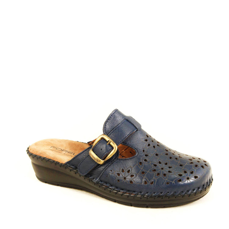 CARY-H Kadın Deri Terlik Lacivert - Forelli (1)