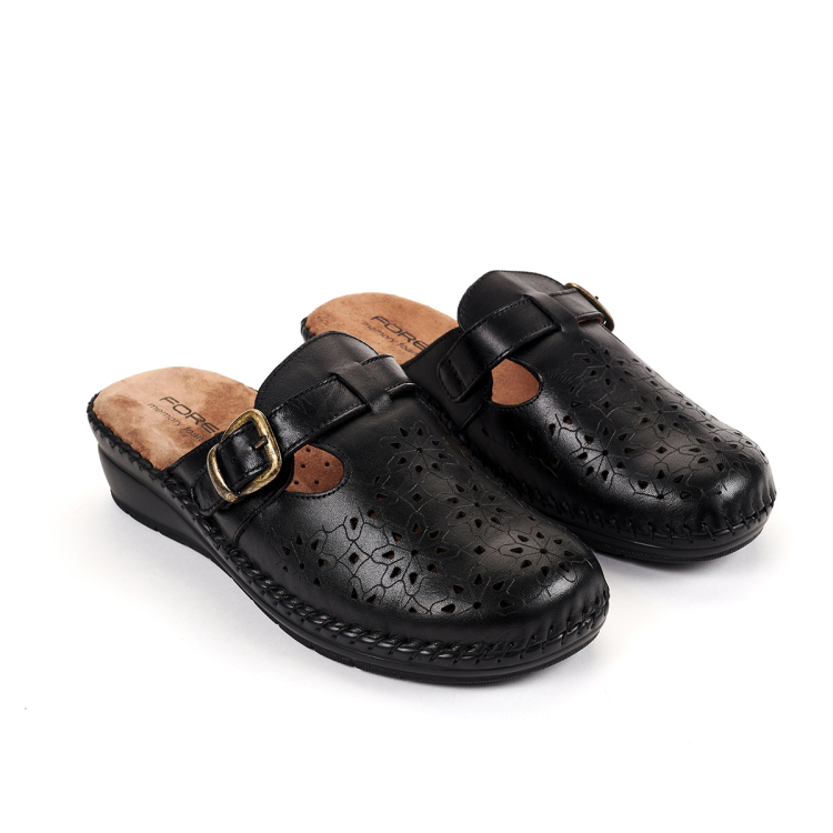 CARY-H Kadın Deri Terlik Siyah - Forelli (1)