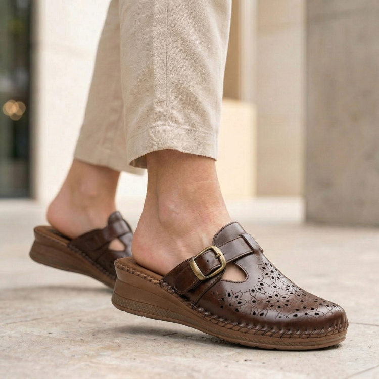 CARY-H Kadın Deri Terlik Taba - Forelli (1)