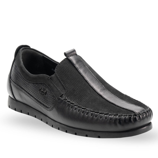 ALBOY-H Erkek Deri Ayakkabı Siyah - Forelli (1)