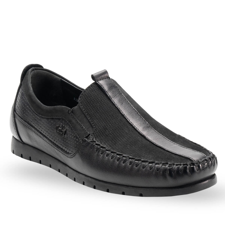 ALBOY-H Erkek Deri Ayakkabı Siyah - Forelli (1)