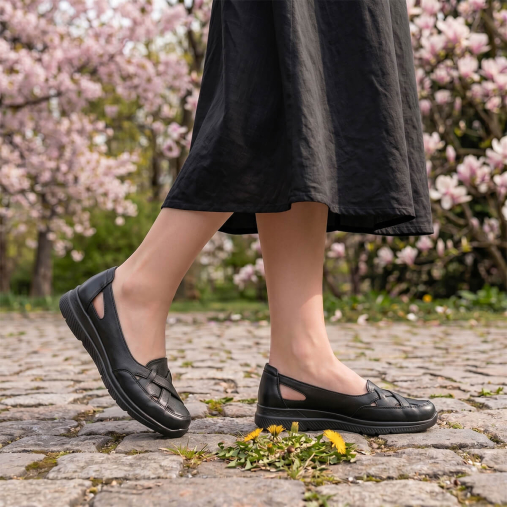 ANYA-G Kadın Deri Ayakkabı Siyah - Forelli (1)