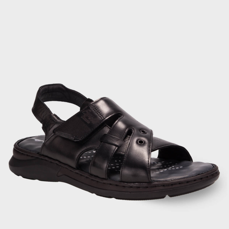 BERKAY-G Erkek Deri Sandalet Siyah - Forelli (1)