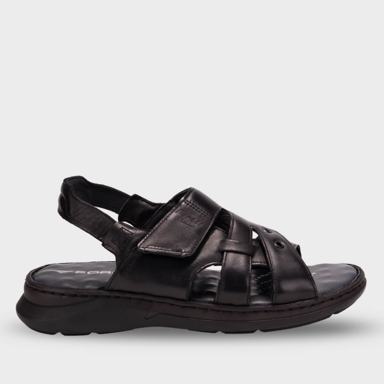 BERKAY-G Erkek Deri Sandalet Siyah - Forelli
