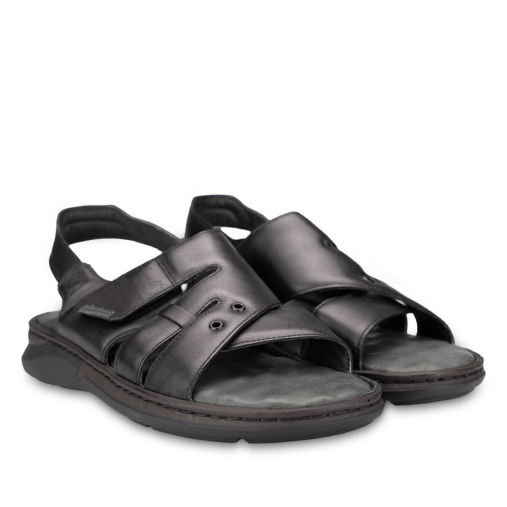 BERKAY-G Erkek Deri Sandalet Siyah - 3