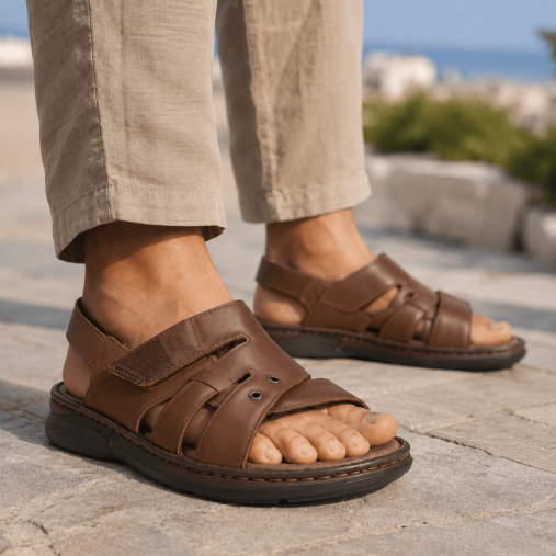 BERKAY-G Erkek Deri Sandalet Taba - Forelli (1)