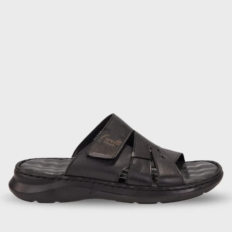 BERKE-G Erkek Deri Terlik Siyah - Forelli