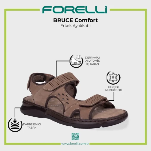 Forelli BRUCE-G Comfort Erkek Sandalet Kum Nubuk - 5
