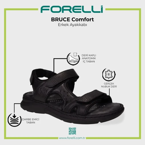 Forelli BRUCE-G Comfort Erkek Sandalet Siyah Titanik - 5