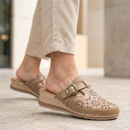 CARY-H Kadın Deri Terlik Vizon - Forelli (1)