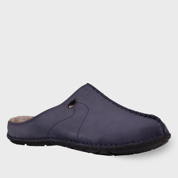 EDEL-G Erkek Deri Terlik Lacivert Nubuk - Forelli (1)