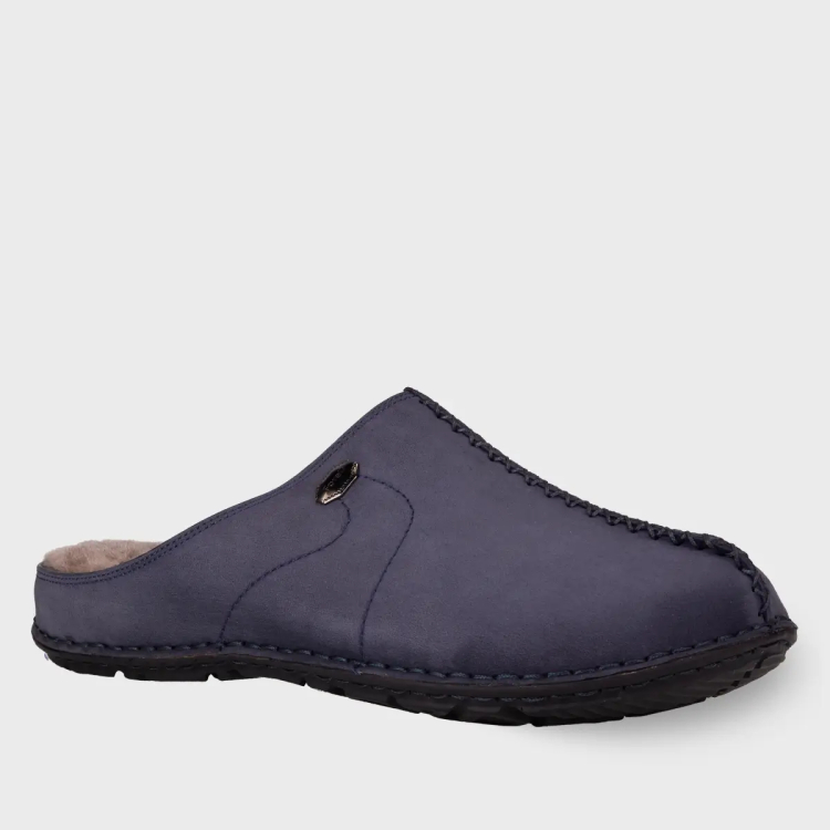 EDEL-G Erkek Deri Terlik Lacivert Nubuk - Forelli (1)