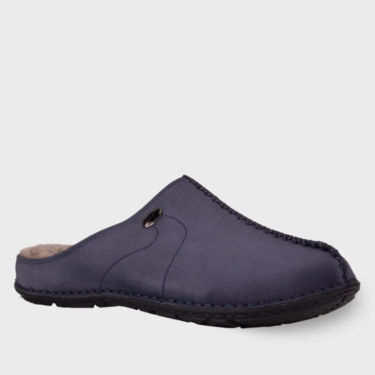 EDEL-G Erkek Deri Terlik Lacivert Nubuk - Forelli (1)