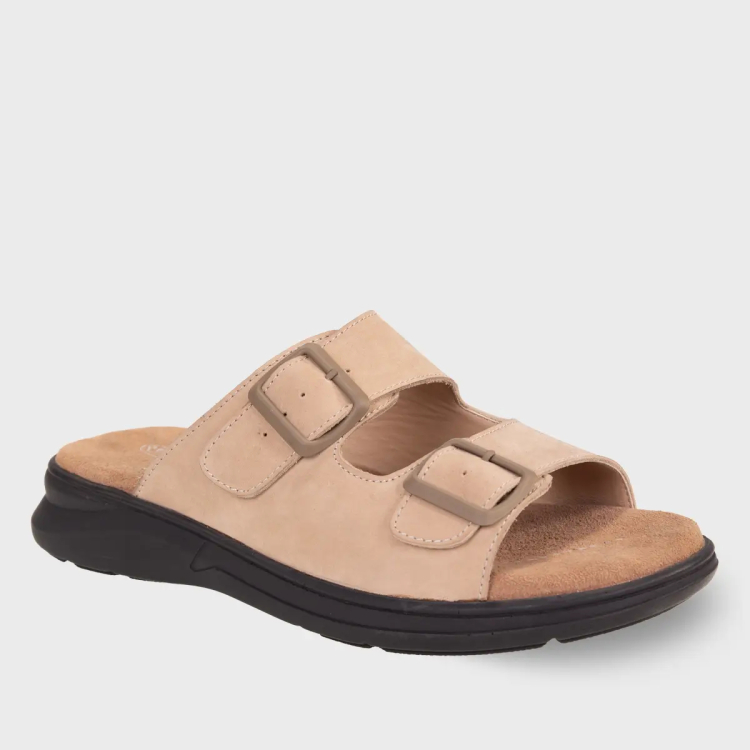 EJDER-G Erkek Deri Terlik Kum Nubuk - Forelli (1)