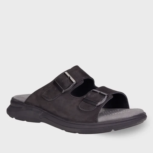 EJDER-G Erkek Deri Terlik Siyah Nubuk - 2