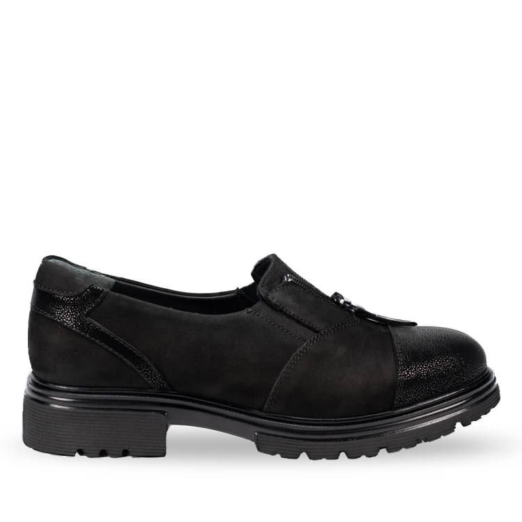 ELA-H Kadın Deri Ayakkabı Siyah - Forelli