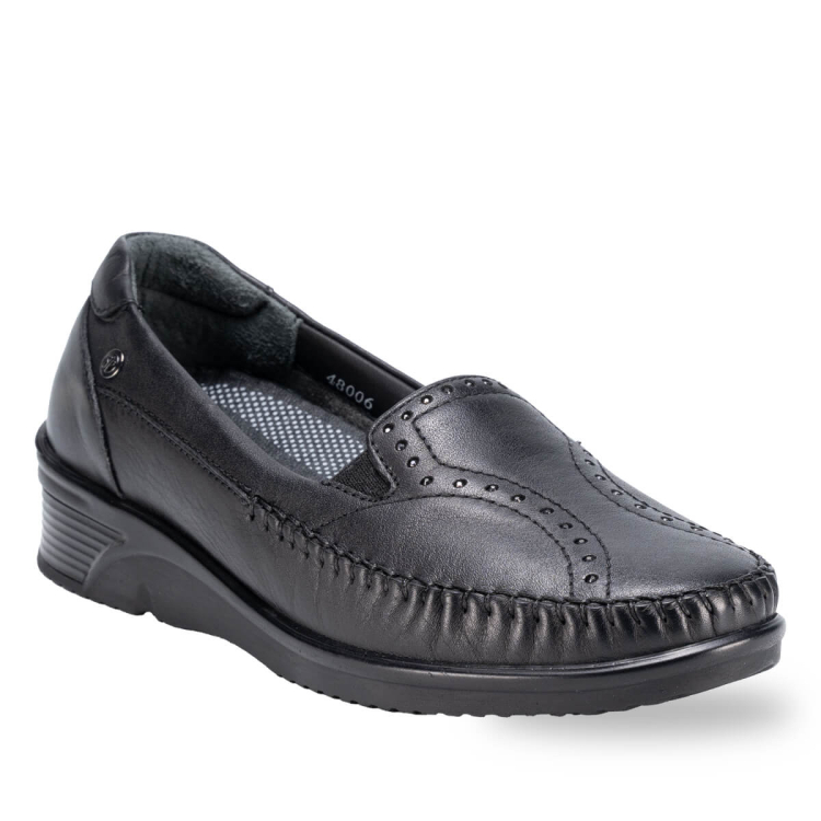 ERVA-G Kadın Deri Ayakkabı Siyah - Forelli (1)