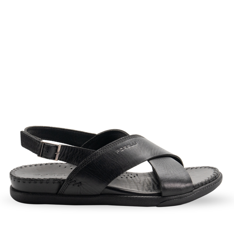 FUJI-G Kadın Deri Sandalet Siyah - Forelli