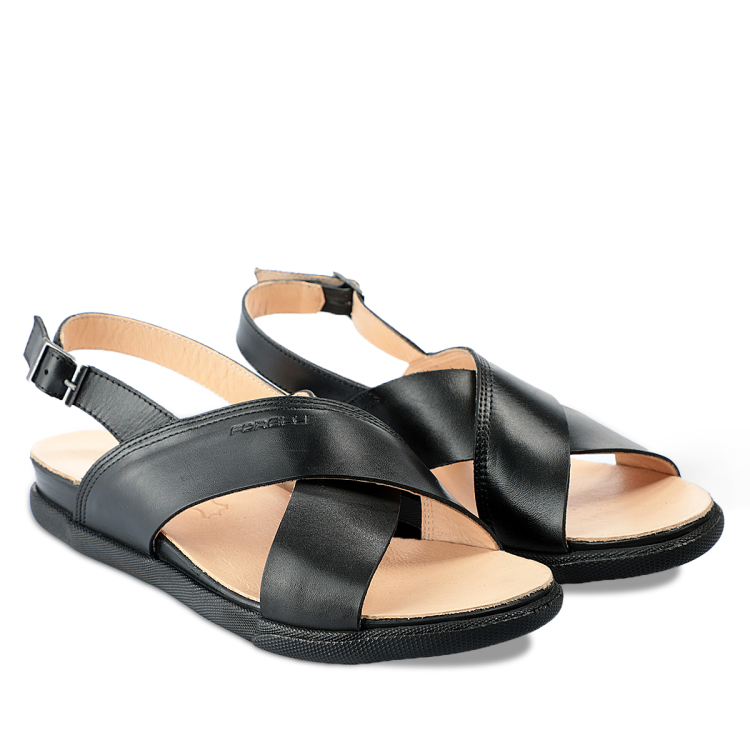 FUJI-G Kadın Deri Sandalet Siyah - Forelli (1)