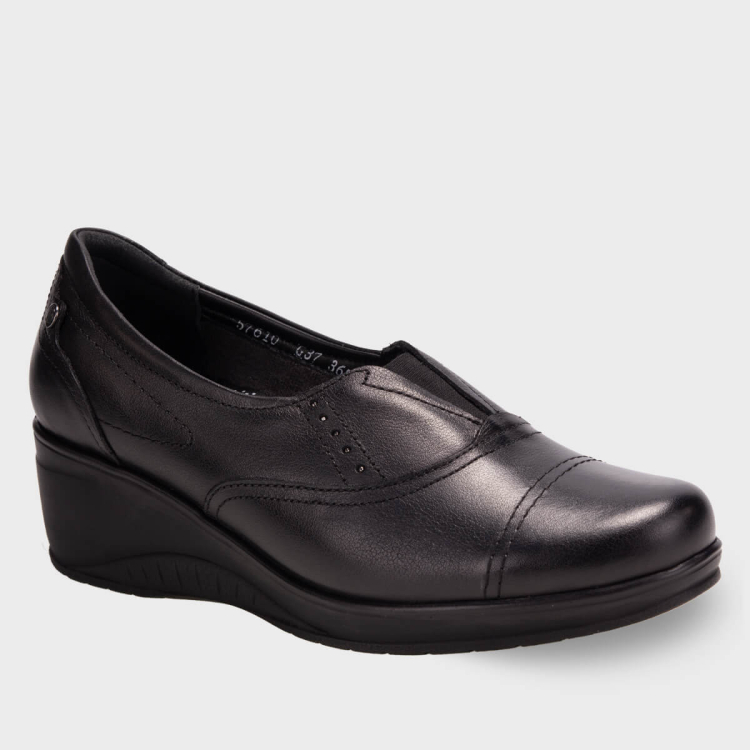 FUNDA-G Kadın Deri Ayakkabı Siyah - Forelli (1)