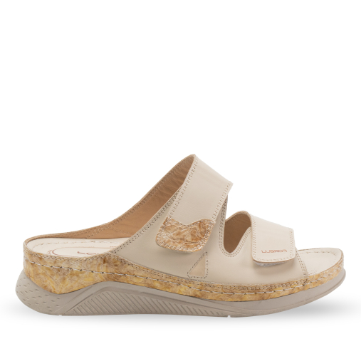 GRETA-H Kadın Deri Terlik Bej - Forelli