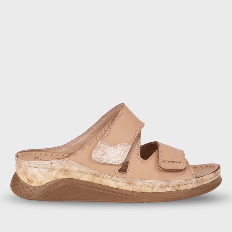 GRETA-H Kadın Deri Terlik Camel - Forelli