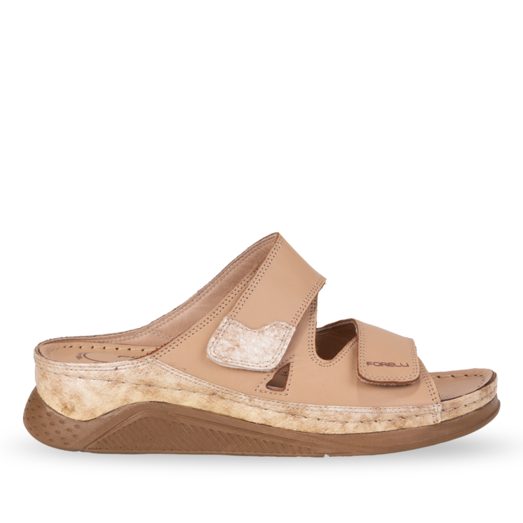 GRETA-H Kadın Deri Terlik Camel - Forelli