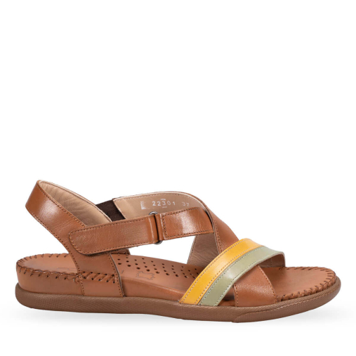 ILYA-G Kadın Deri Sandalet Taba-Sarı 