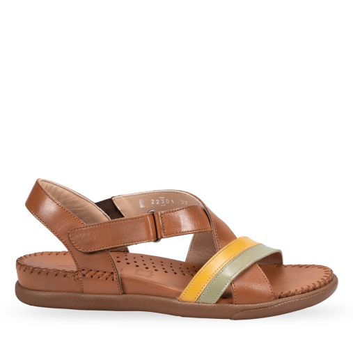 ILYA-G Kadın Deri Sandalet Taba-Sarı 