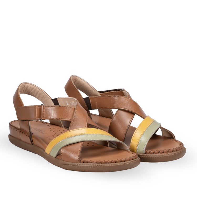 ILYA-G Kadın Deri Sandalet Taba-Sarı - Forelli (1)