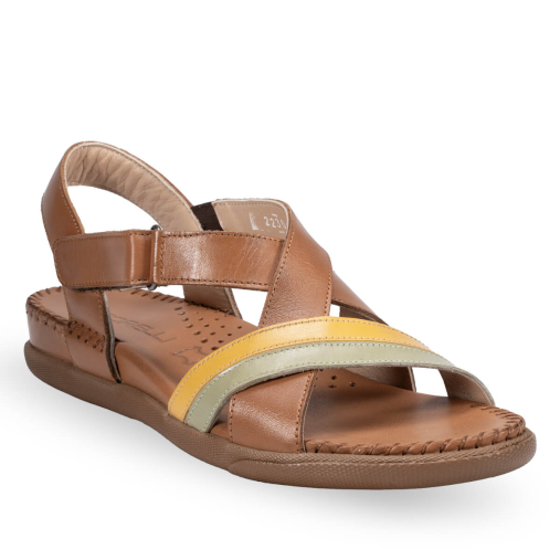 ILYA-G Kadın Deri Sandalet Taba-Sarı - 3