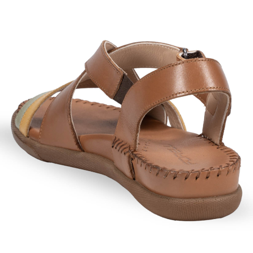 ILYA-G Kadın Deri Sandalet Taba-Sarı - 4