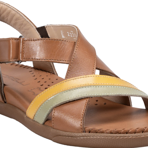 ILYA-G Kadın Deri Sandalet Taba-Sarı - 5