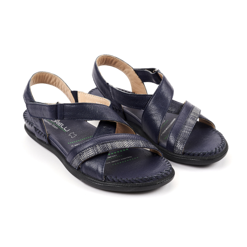 ILYA-G Kadın Deri Sandalet Lacivert - 4