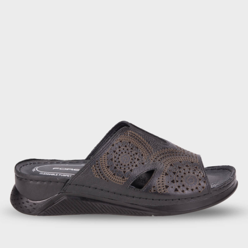 IRMA-H Kadın Deri Terlik Siyah - 1