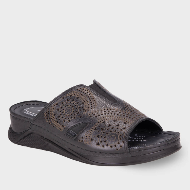 IRMA-H Kadın Deri Terlik Siyah - Forelli (1)