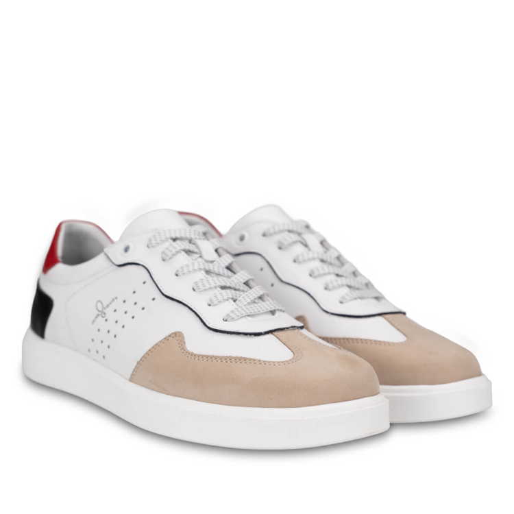 LEON-G Erkek Deri Ayakkabı Sütlü Kahve - Beyaz - Forelli (1)