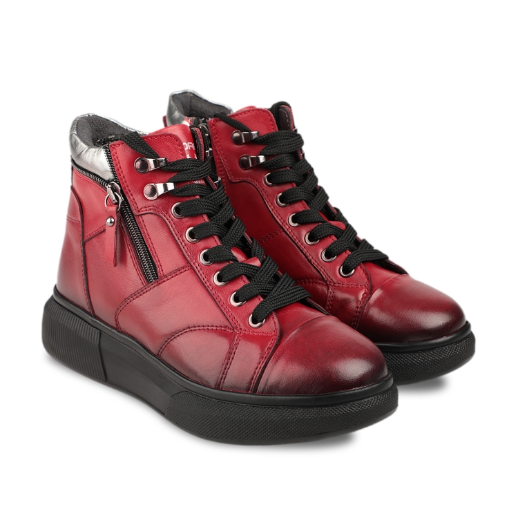 LEWA-G Kadın Deri Bot Kırmızı - Forelli (1)