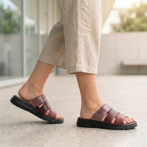 LUCI-G Kadın Deri Terlik Bordo - Forelli (1)