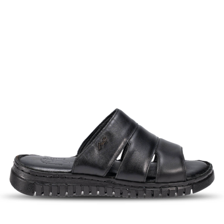 LUCI-G Kadın Deri Terlik Siyah-Soft - Forelli