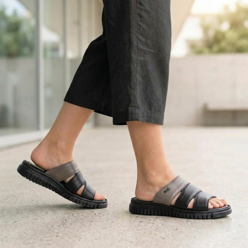 LUCI-G Kadın Deri Terlik Siyah - Forelli (1)