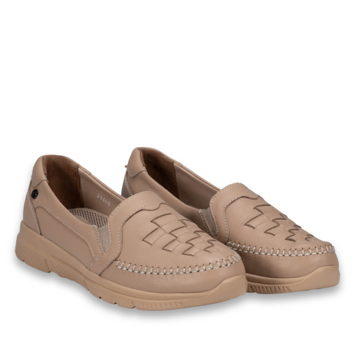 OLIVIA-H Kadın Deri Ayakkabı Açık Vizon - Forelli (1)