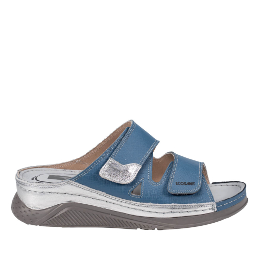 OSTUNI-H Kadın Deri Terlik Mavi 