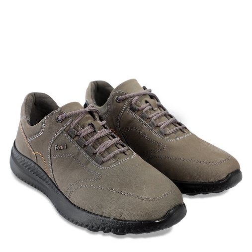 PLUS-G Erkek Deri Ayakkabı Gri Nubuk - 3